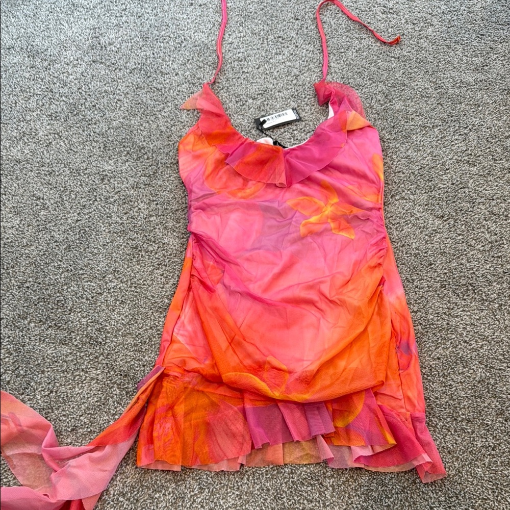 Boohoo Pink and Orange Mini Dress